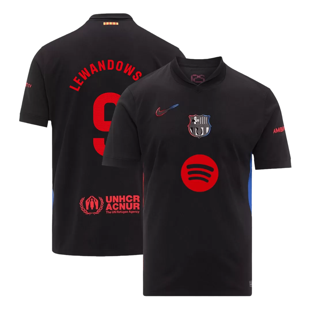 LEWANDOWSKI #9 Barcelona Away Soccer Jersey- Spotify Logo Without Text