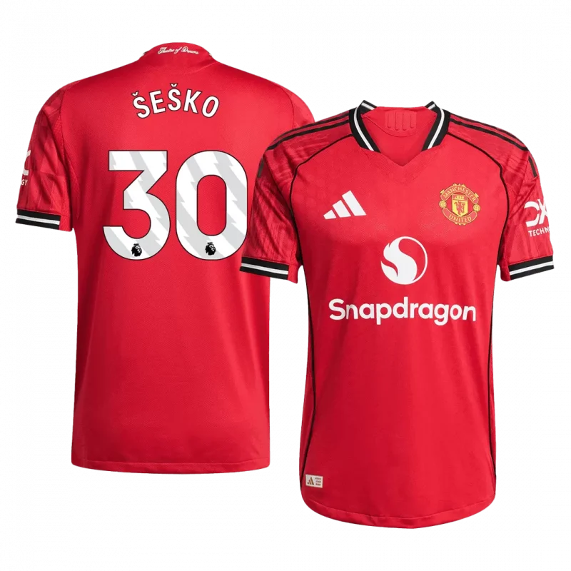 ŠEŠKO #30 Manchester United Home Authentic Soccer Jersey 2025/26