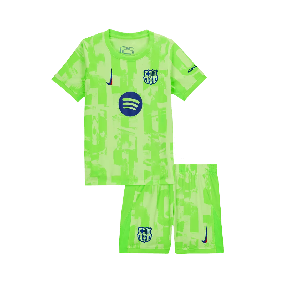 Barcelona Third Away Kids Soccer Jerseys Kit - UCL (Spotify Logo Without Text)