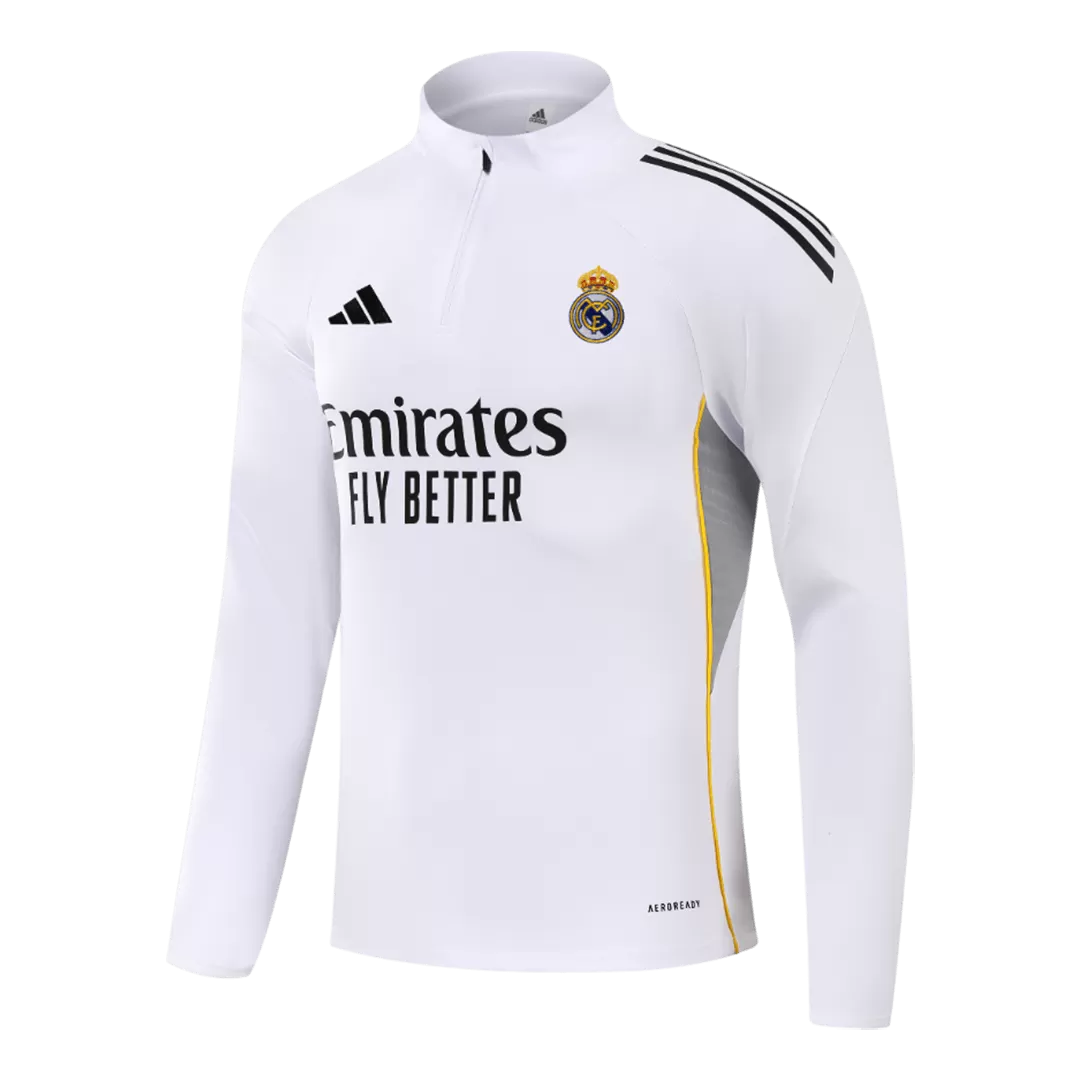 Real Madrid 1/4 Zip Tracksuit 2025/26 Kids White - Image 4