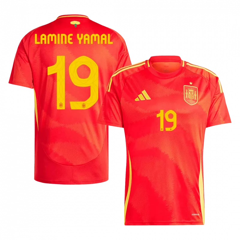 LAMINE YAMAL #19 Spain Home Soccer Jersey EURO