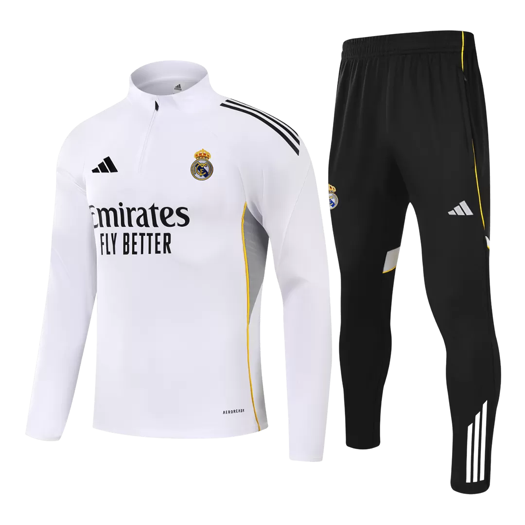 Real Madrid 1/4 Zip Tracksuit 2025/26 Kids White