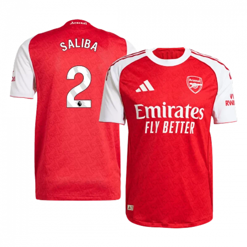 SALIBA #2 Arsenal Home Authentic Soccer Jersey 2025/26
