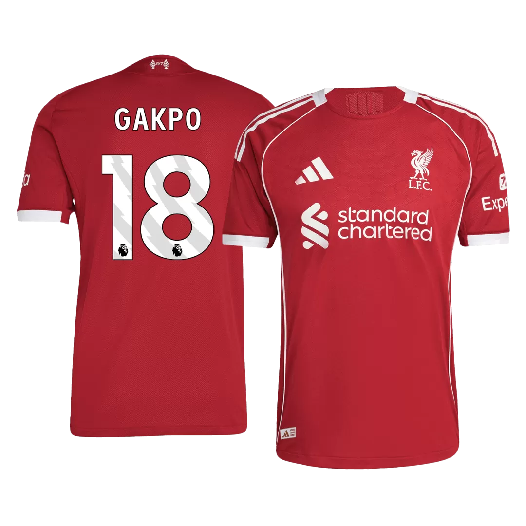 GAKPO #18 Liverpool Home Authentic Soccer Jersey 2025/26