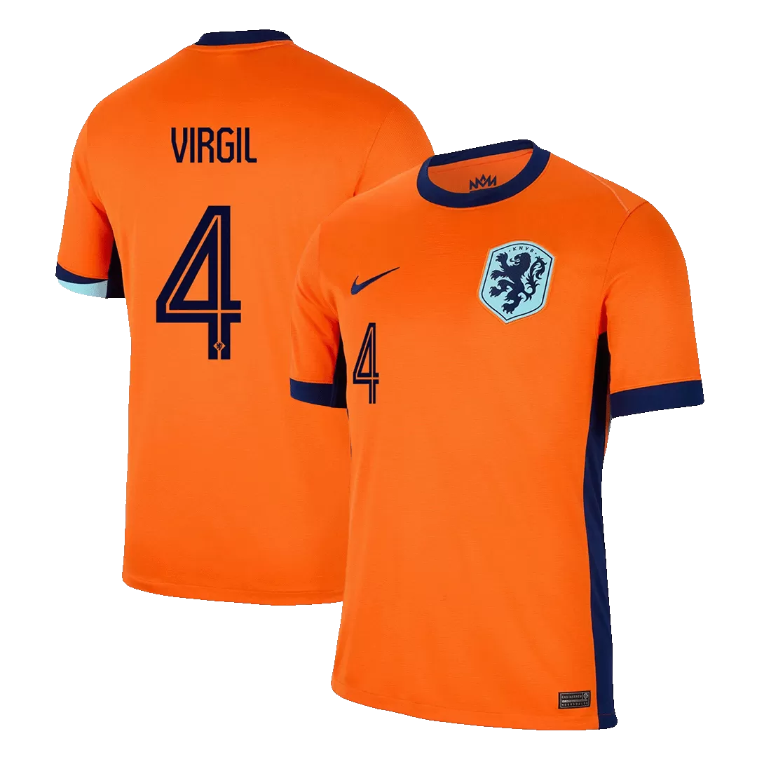 VIRGIL #4 Netherlands Home Soccer Jersey EURO