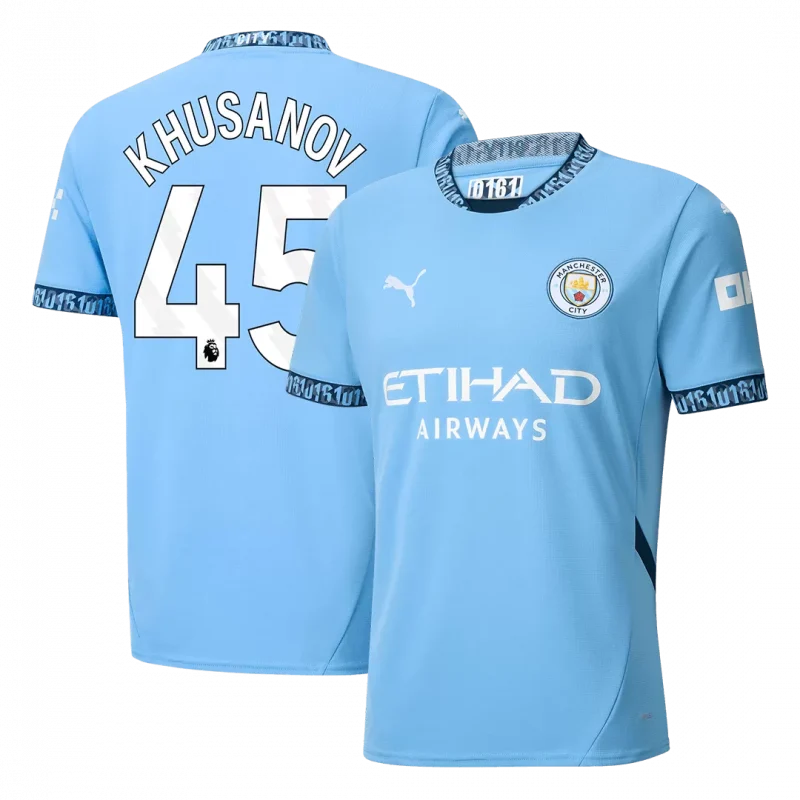 KHUSANOV #45 Manchester City Home Soccer Jersey