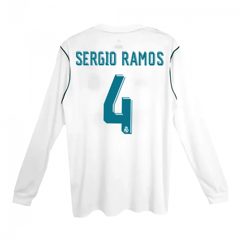 Vintage Soccer Jersey SERGIO RAMOS #4 Real Madrid Home Long Sleeve 2017/18