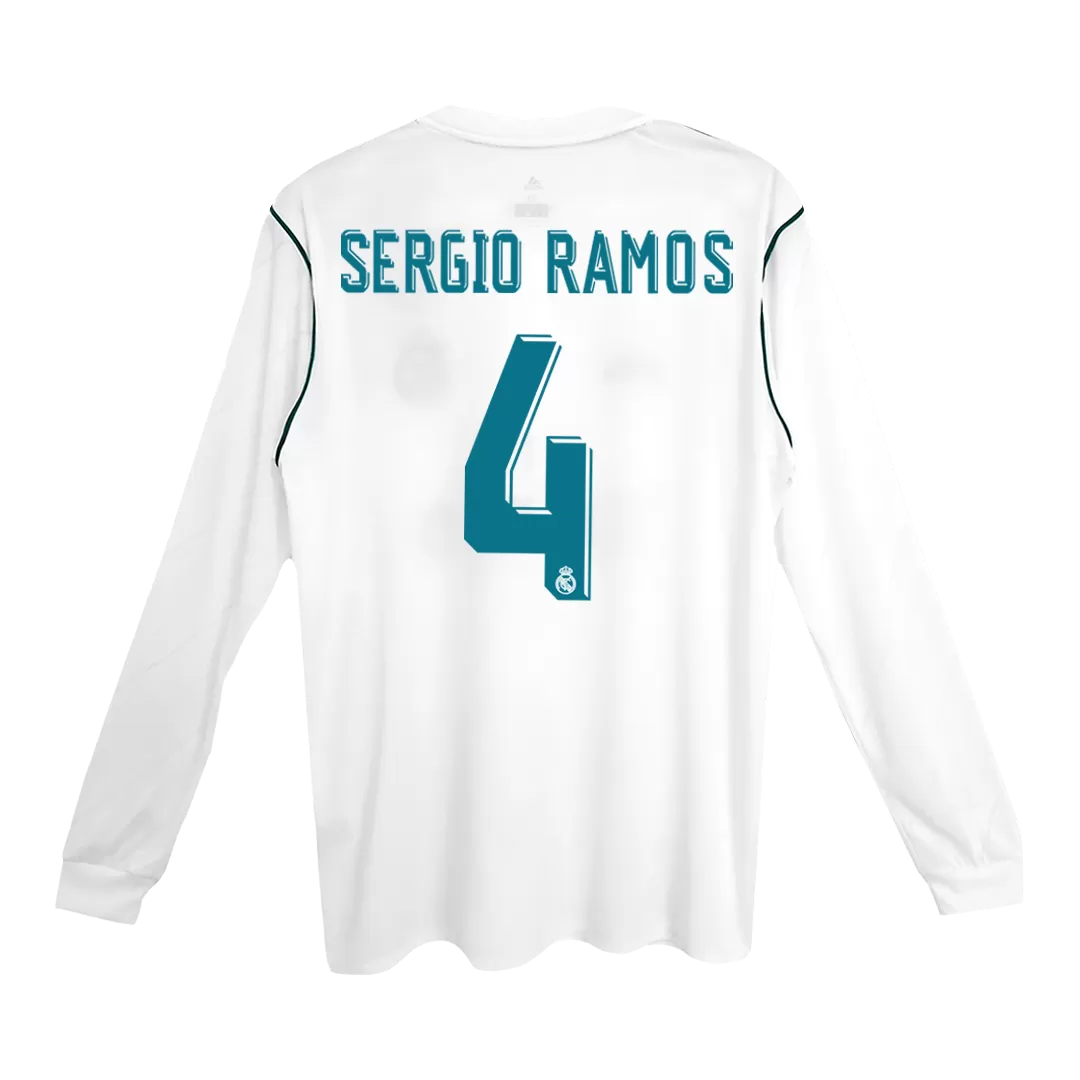 Vintage Soccer Jersey SERGIO RAMOS #4 Real Madrid Home Long Sleeve 2017/18
