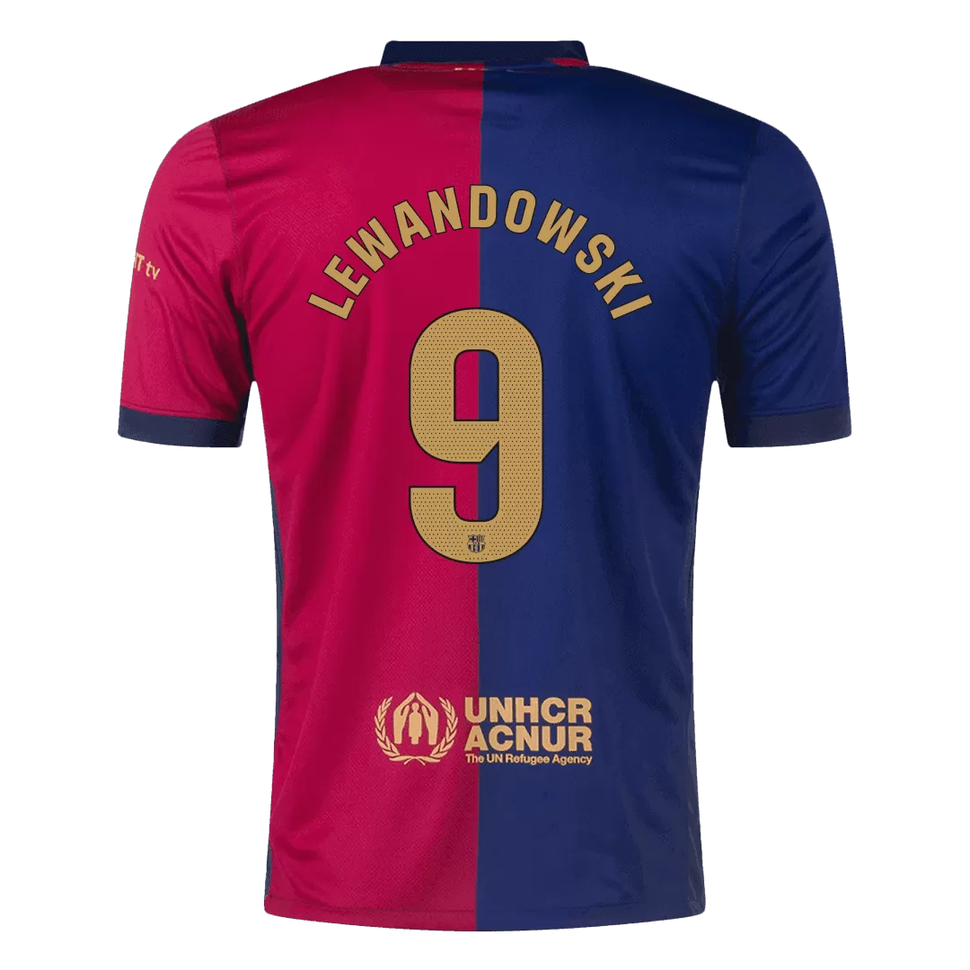LEWANDOWSKI #9 Barcelona Home Soccer Jersey - Spotify Logo Without Text - Image 3