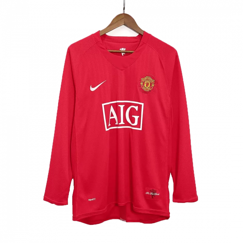 Vintage Soccer Jersey Manchester United Home Long Sleeve 2007/08