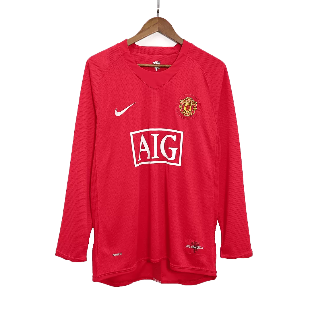 Vintage Soccer Jersey Manchester United Home Long Sleeve 2007/08