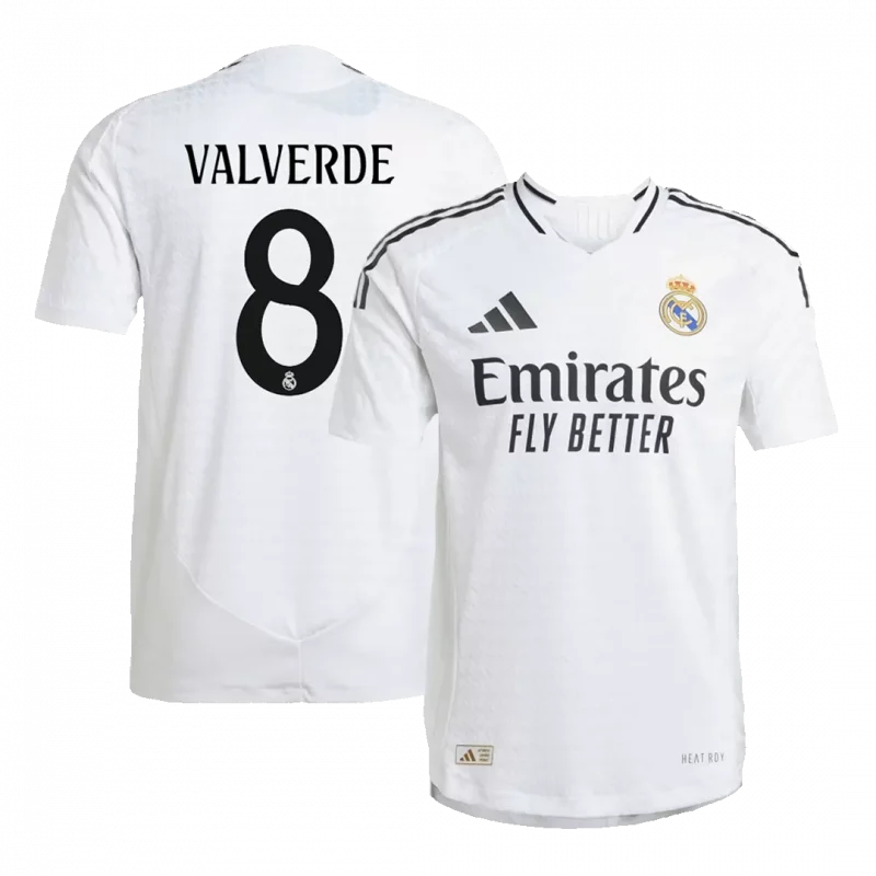 VALVERDE #8 Real Madrid Home Authentic Soccer Jersey
