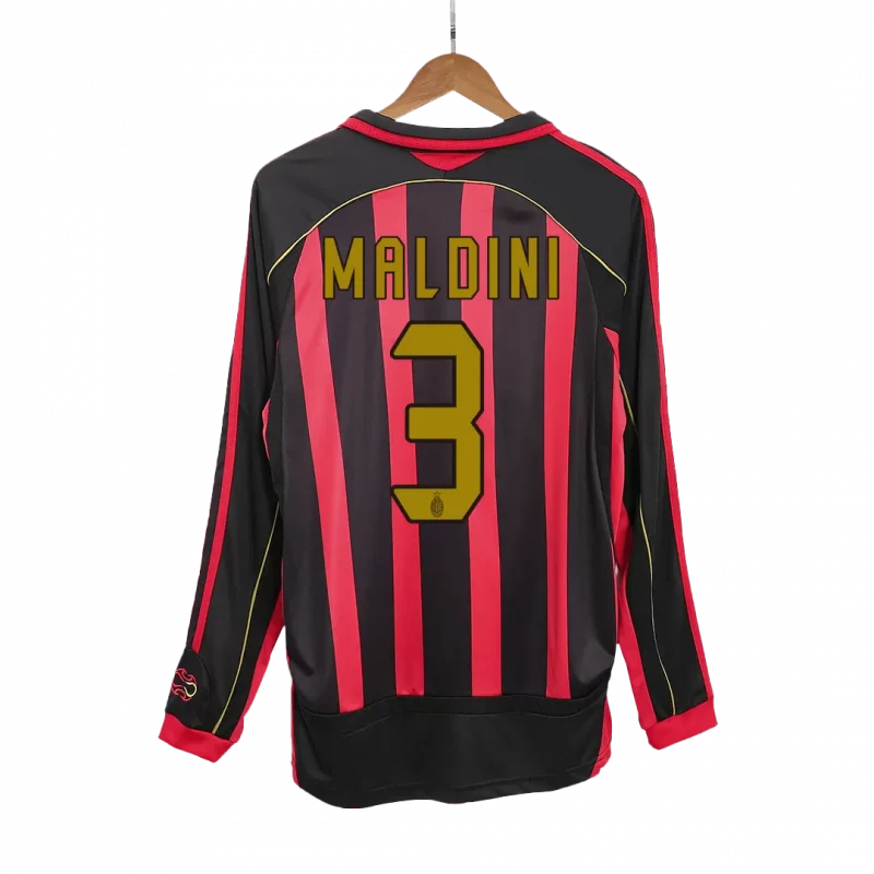 Vintage Soccer Jersey MALDINI #3 AC Milan Home Long Sleeve 2006/07