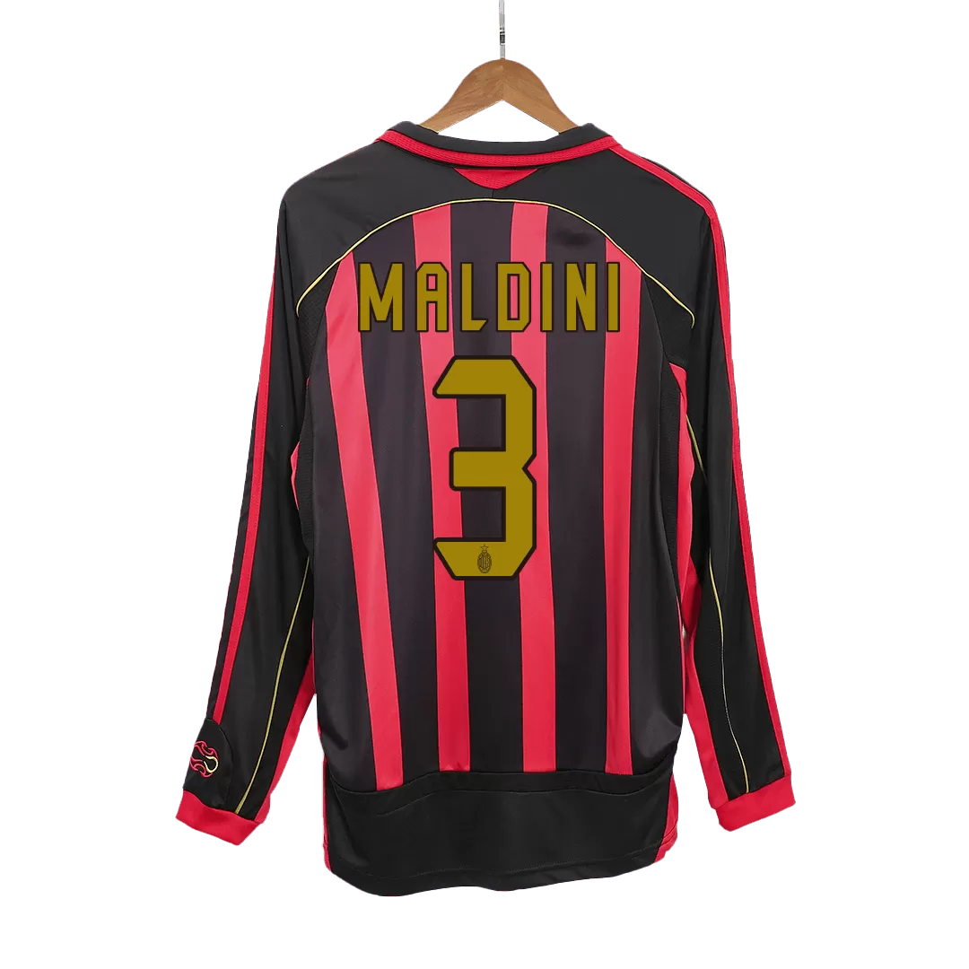 Vintage Soccer Jersey MALDINI #3 AC Milan Home Long Sleeve 2006/07