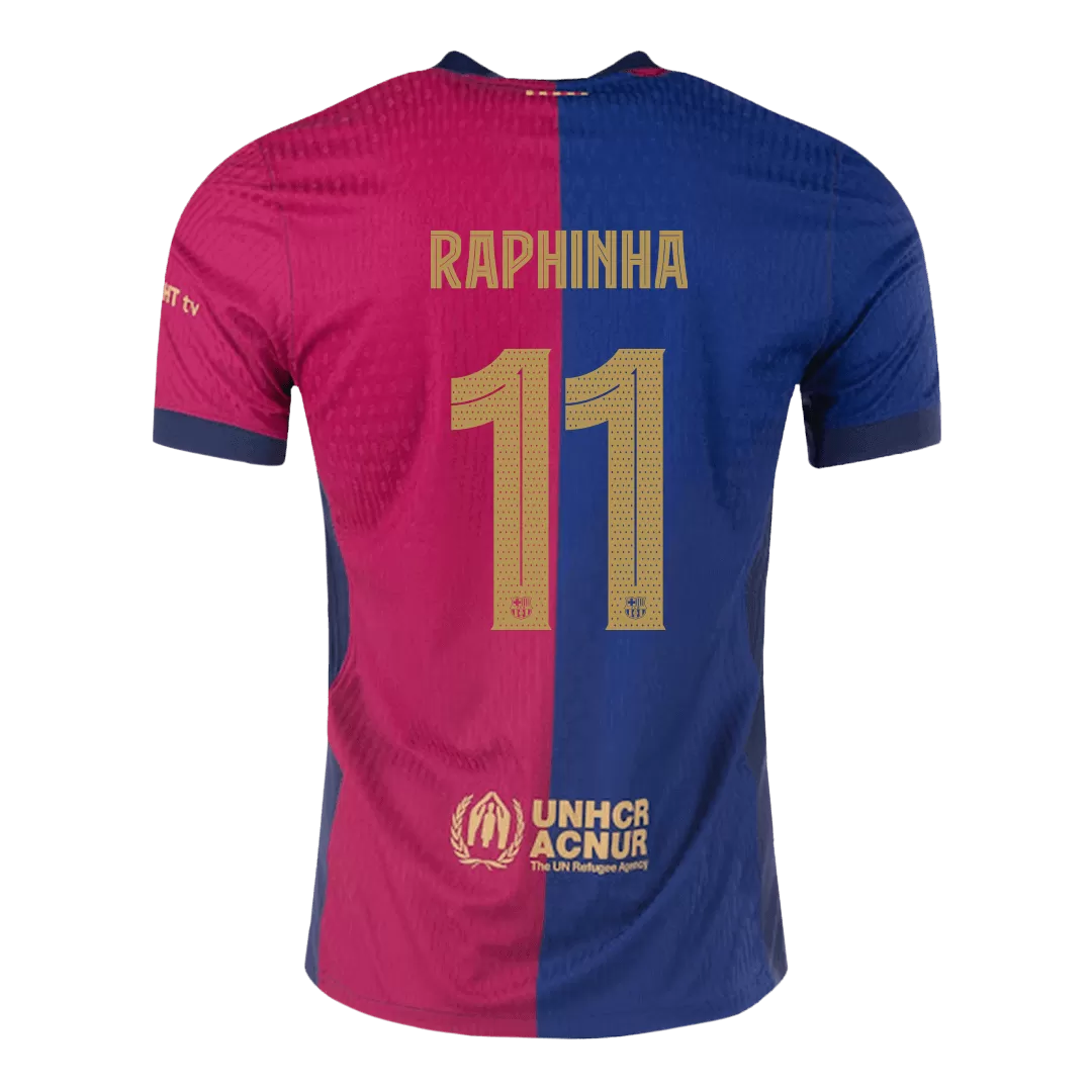 RAPHINHA #11 Barcelona Home Authentic Soccer Jersey - UCL(Spotify Logo Without Text) - Image 3