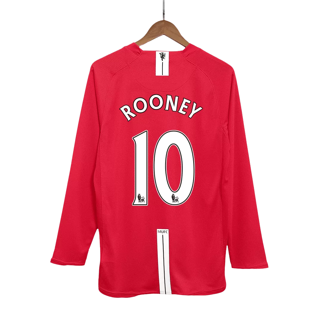 Vintage Soccer Jersey ROONEY #10 Manchester United Home Long Sleeve 2007/08
