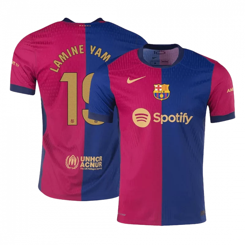 LAMINE YAMAL #19 Barcelona Home Authentic Soccer Jersey
