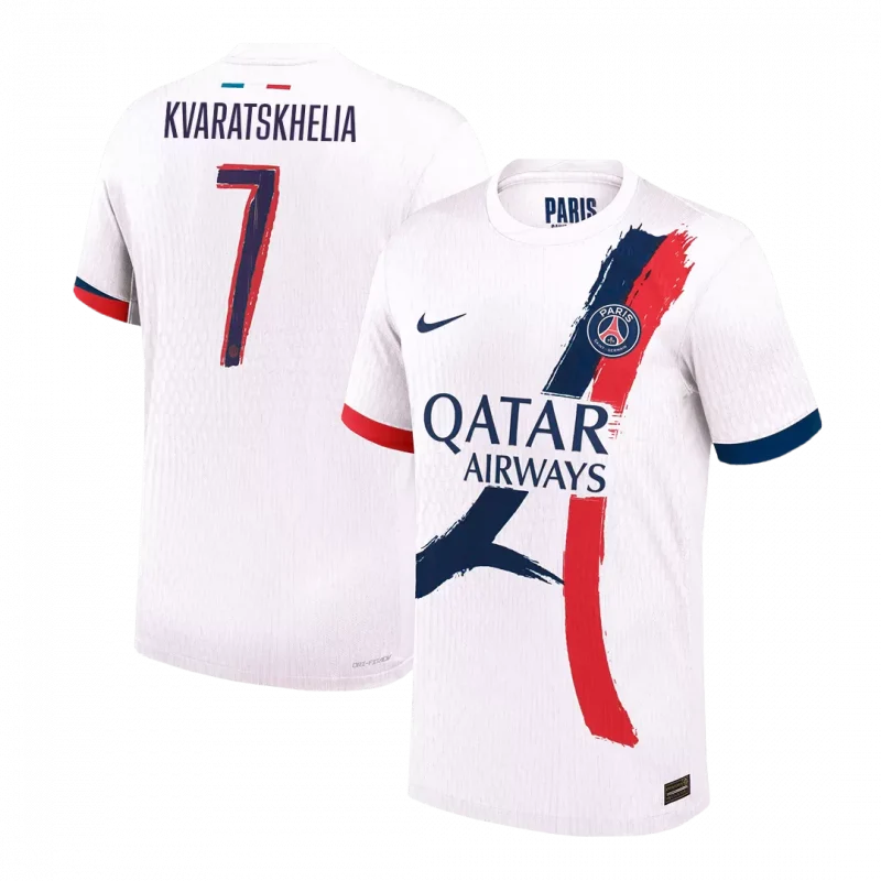 KVARATSKHELIA #7 PSG Away Authentic Soccer Jersey - UCL