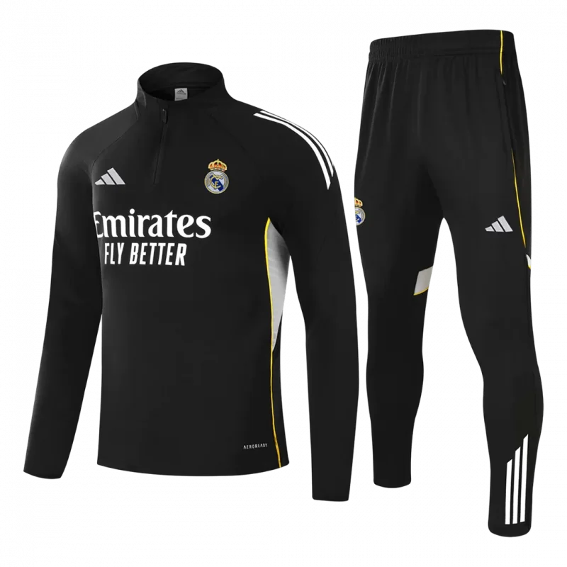 Real Madrid 1/4 Zip Tracksuit 2025/26 Black