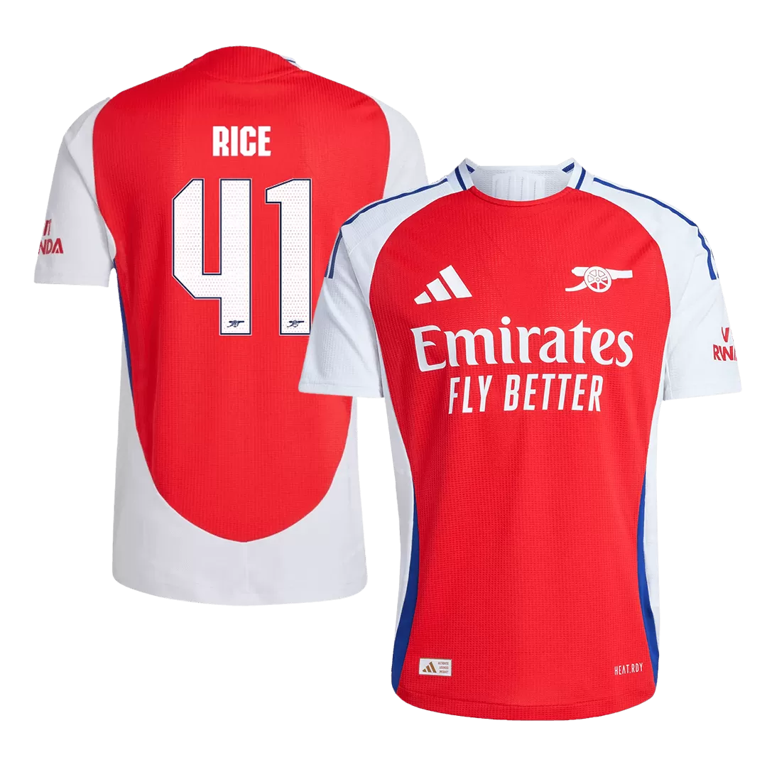 RICE #41 Arsenal Home Authentic Soccer Jersey - UCL