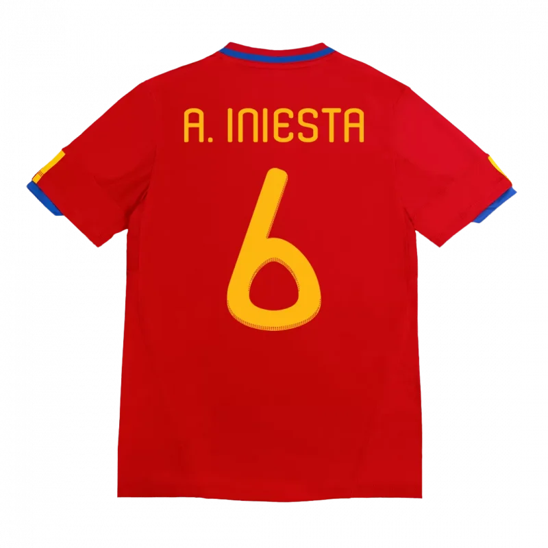 Vintage Soccer Jersey A. INIESTA #6 Spain Home 2010