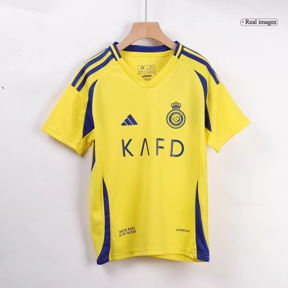 RONALDO #7 Al Nassr Home Kids Soccer Jerseys Kit - Image 4