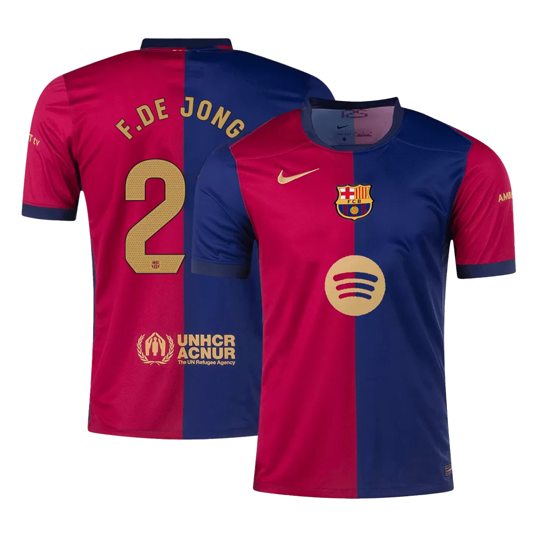 F.DE JONG #21 Barcelona Home Soccer Jersey - Spotify Logo Without Text