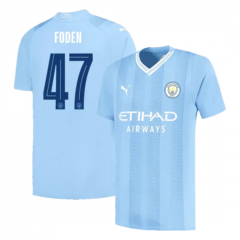 FODEN #47 Manchester City Home Soccer Jersey 2023/24 - UCL