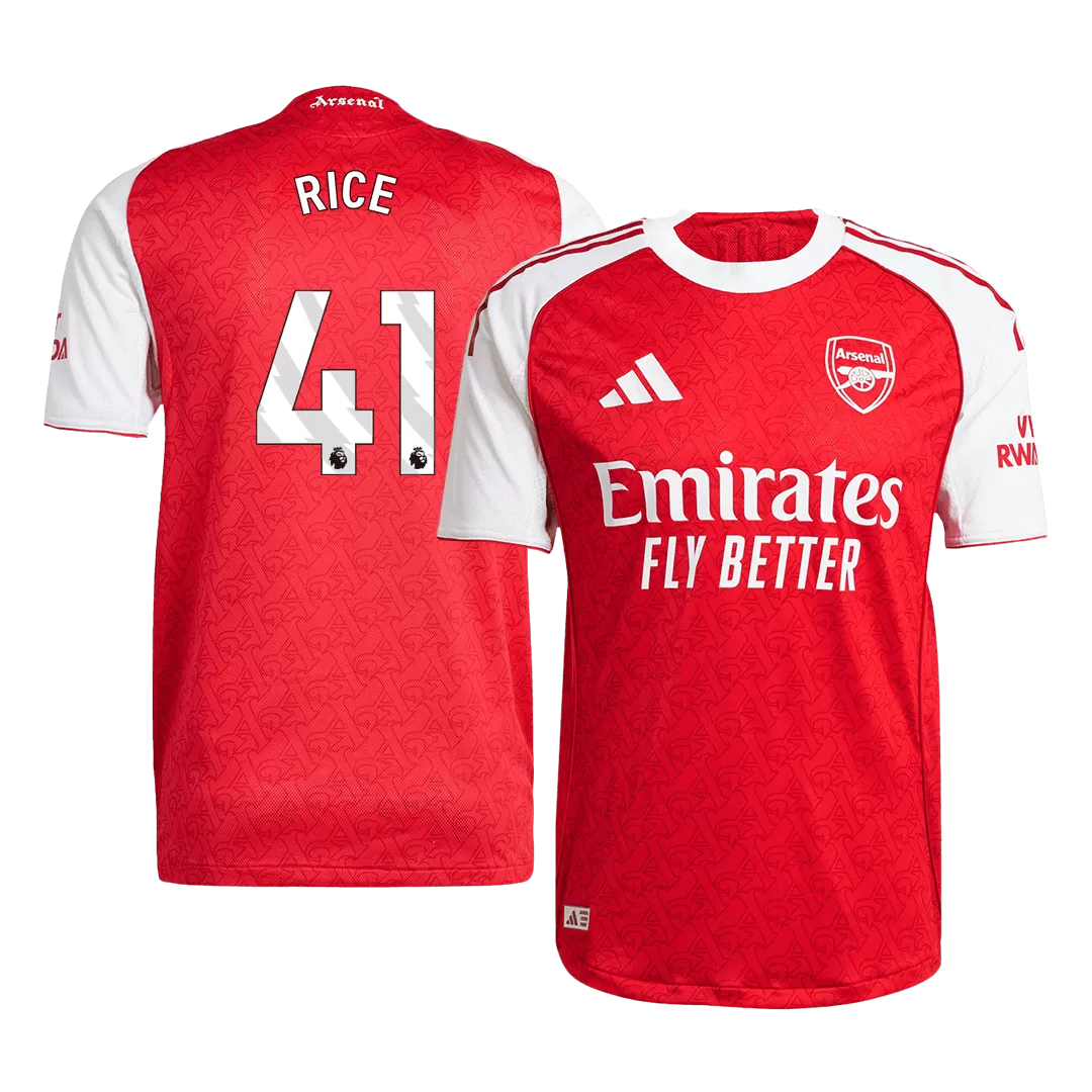 RICE #41 Arsenal Home Authentic Soccer Jersey 2025/26