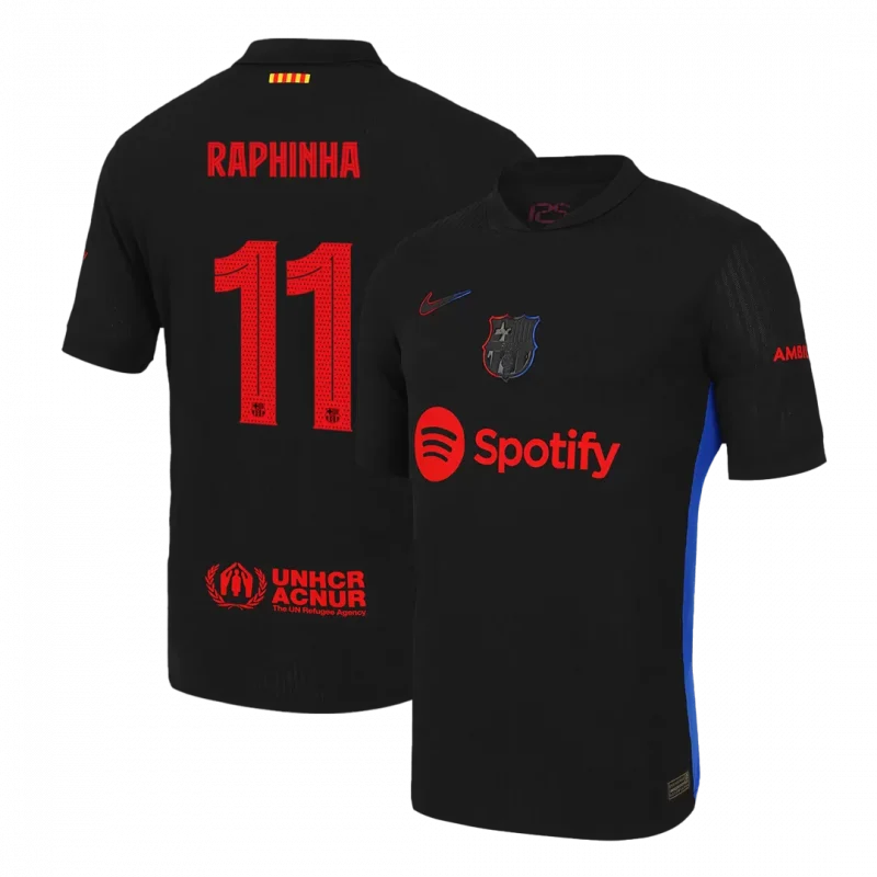 RAPHINHA #11 Barcelona Away Authentic Soccer Jersey - UCL