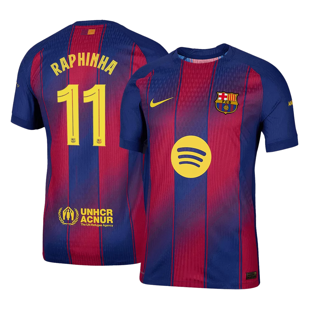 RAPHINHA #11 Barcelona Home Authentic Soccer Jersey 2025/26 - UCL