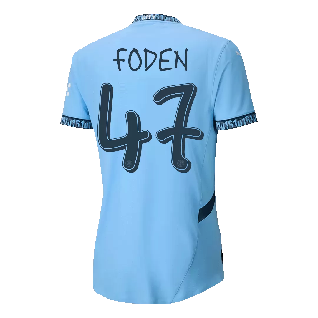 FODEN #47 Manchester City Home Authentic Soccer Jersey - UCL - Image 3