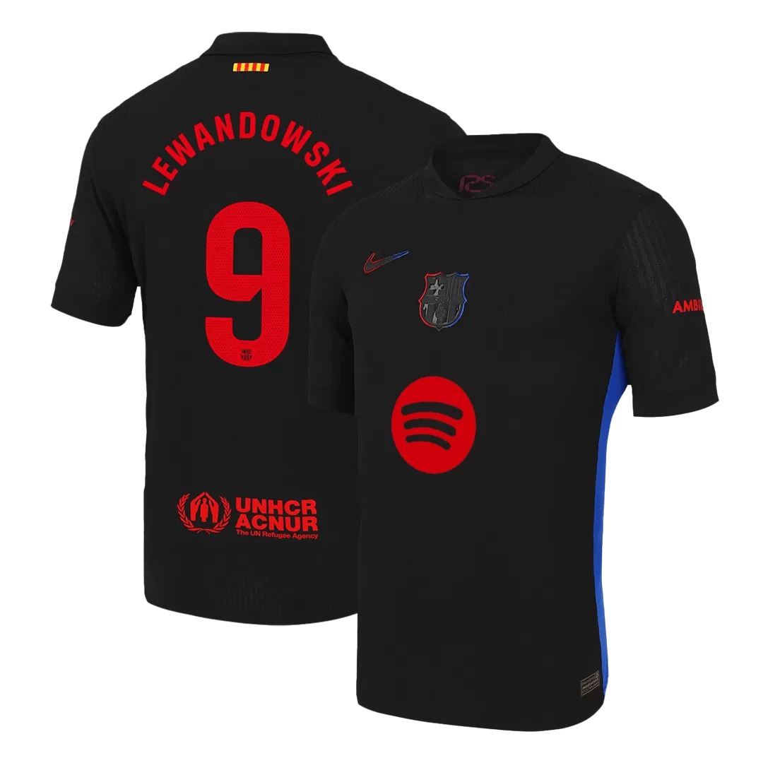 LEWANDOWSKI #9 Barcelona Away Authentic Soccer Jersey - Spotify Logo Without Text