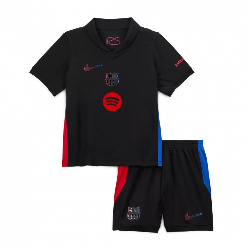 Barcelona Away Kids Soccer Jerseys Kit - Spotify Logo Without Text