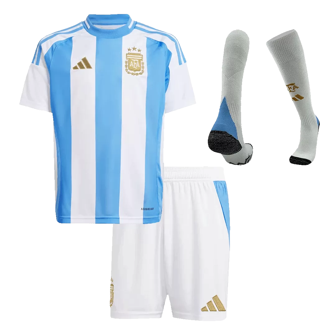 Argentina Home Kids Soccer Jerseys Full Kit Copa America