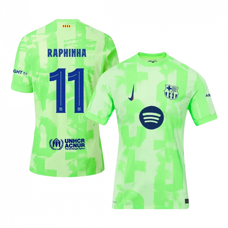 RAPHINHA #11 Barcelona Third Away Authentic Soccer Jersey - UCL（Spotify Logo Without Text）