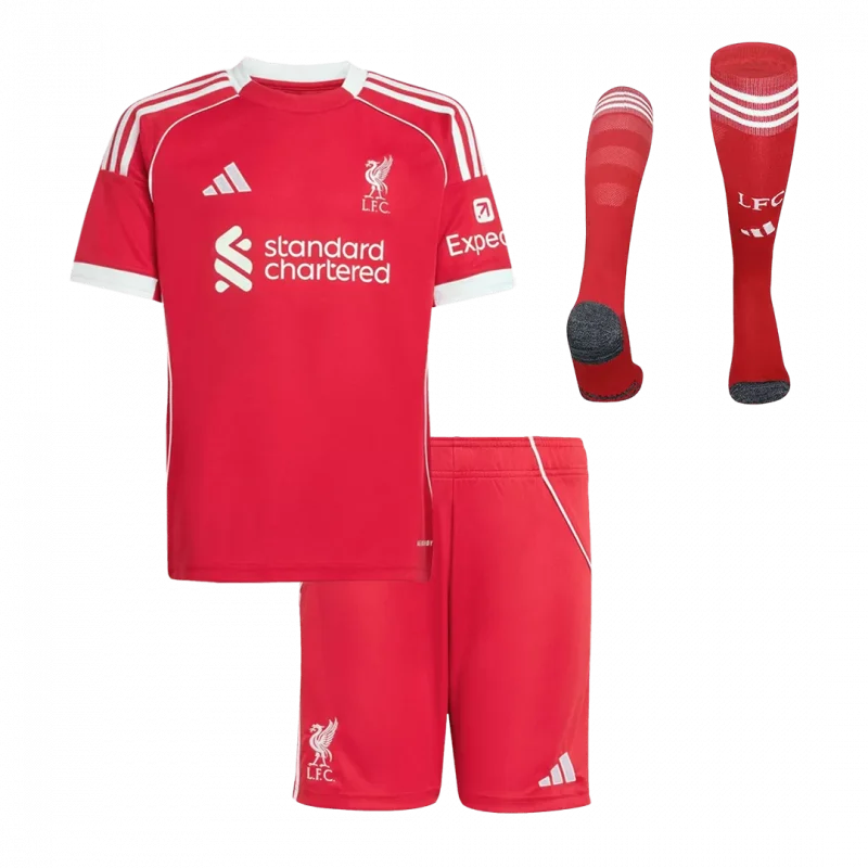 Liverpool Home Kids Soccer Jerseys Full Kit 2025/26