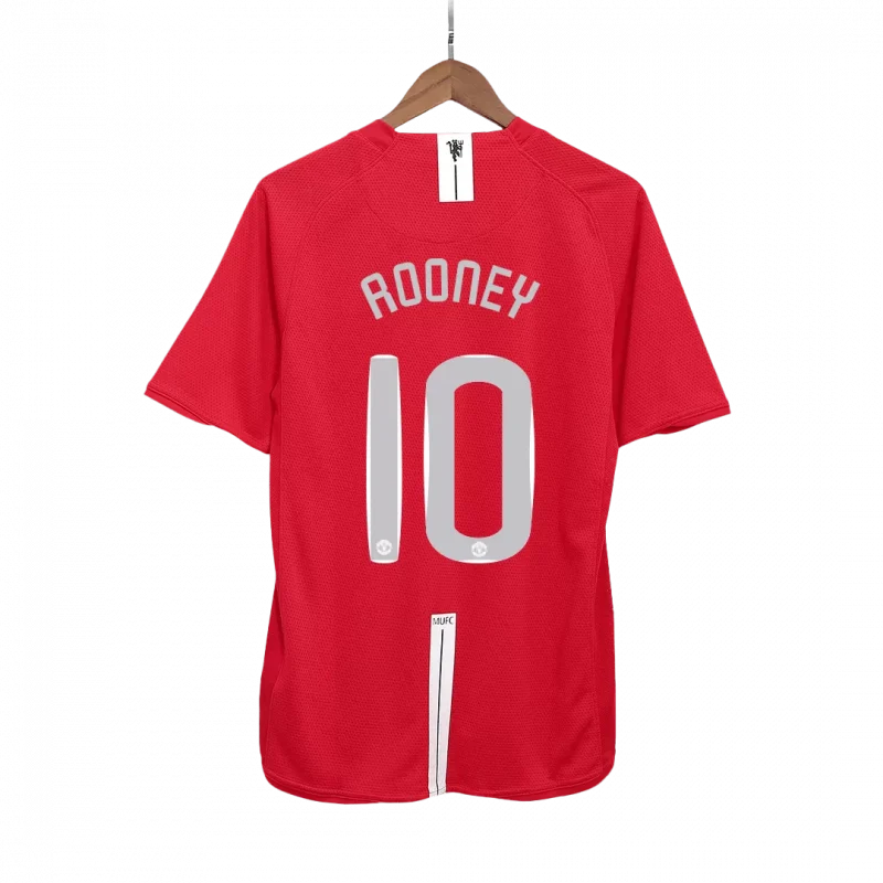 Vintage Soccer Jersey ROONEY #10 Manchester United Home 2007/08 - UCL Final