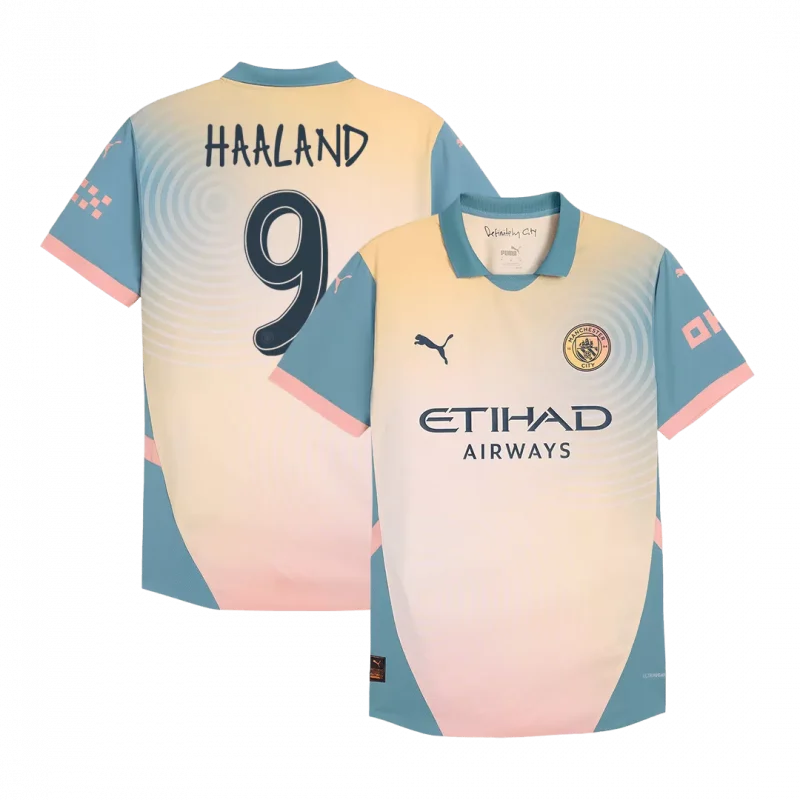 HAALAND #9 Manchester City Fourth Away Authentic Soccer Jersey- Definitely City (UCL)