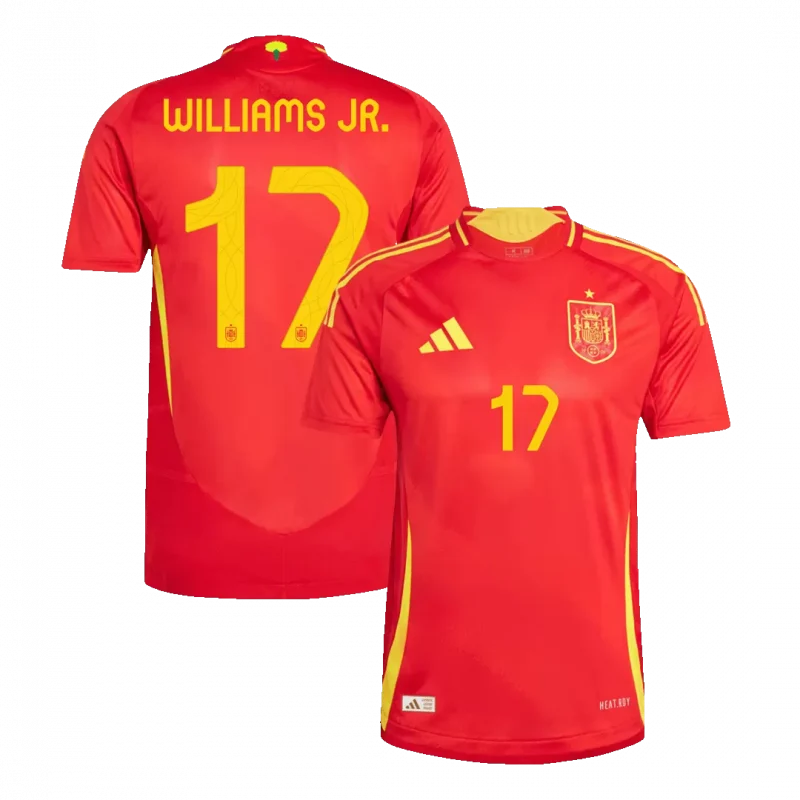 WILLIAMS JR. #17 Spain Home Authentic Soccer Jersey EURO