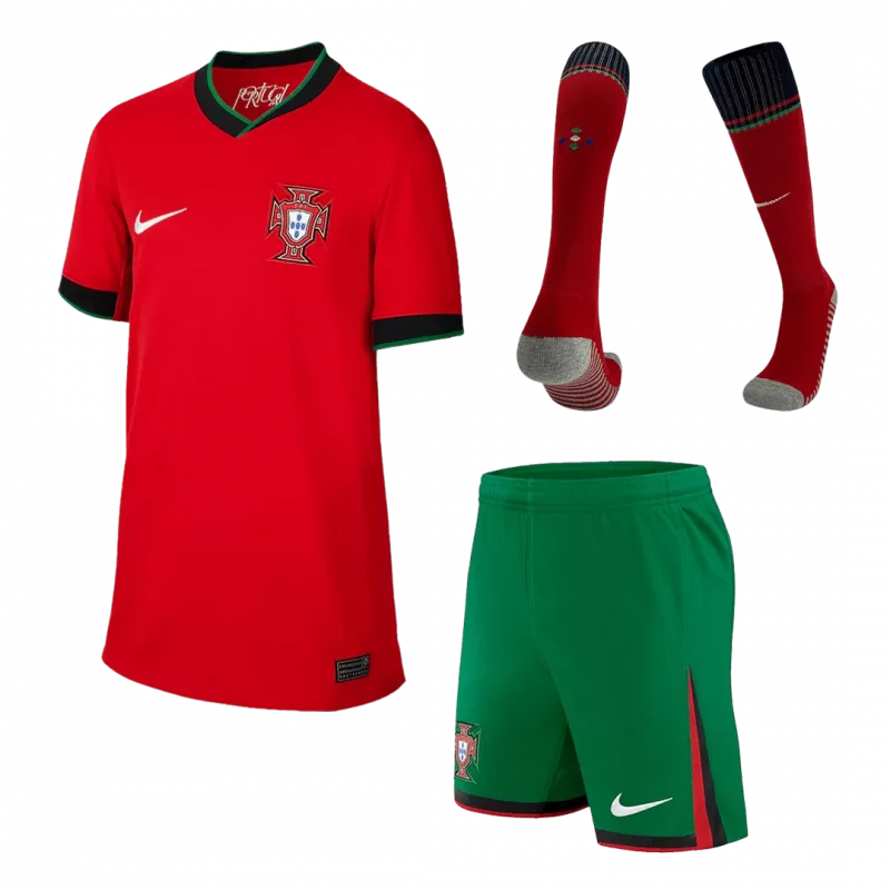 Portugal Home Kids Soccer Jerseys Full Kit EURO