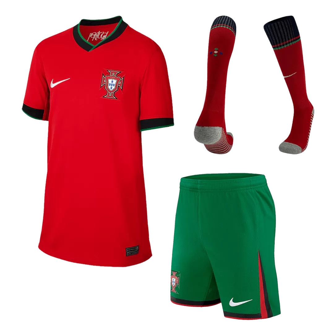 Portugal Home Kids Soccer Jerseys Full Kit EURO