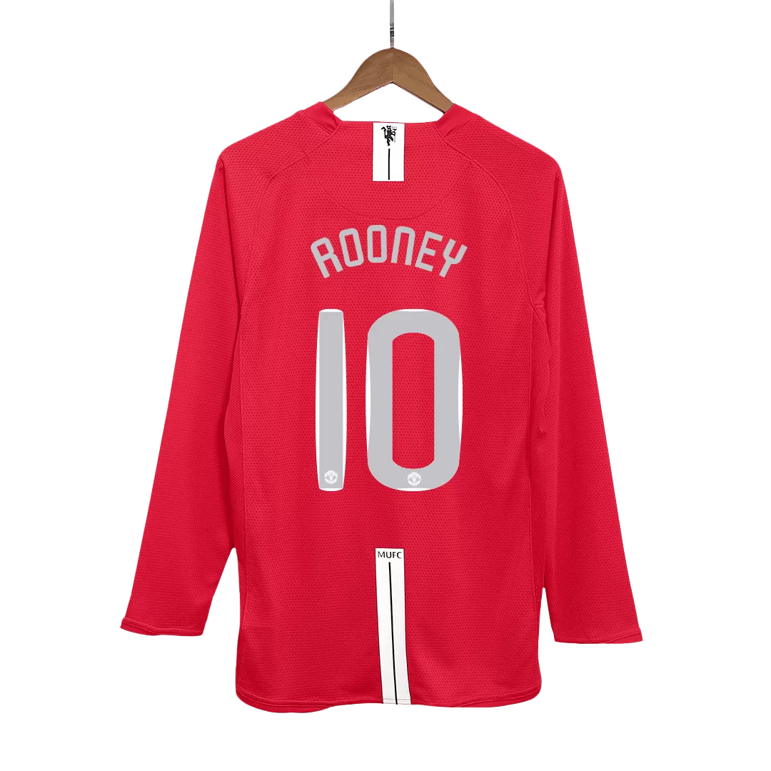 Vintage Soccer Jersey ROONEY #10 Manchester United Home Long Sleeve 2007/08 - UCL Final